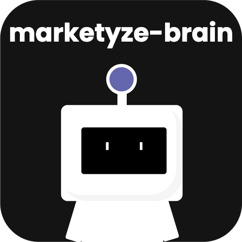 marketyze-brain, our AI teammate, drawn as a marketyze mascot