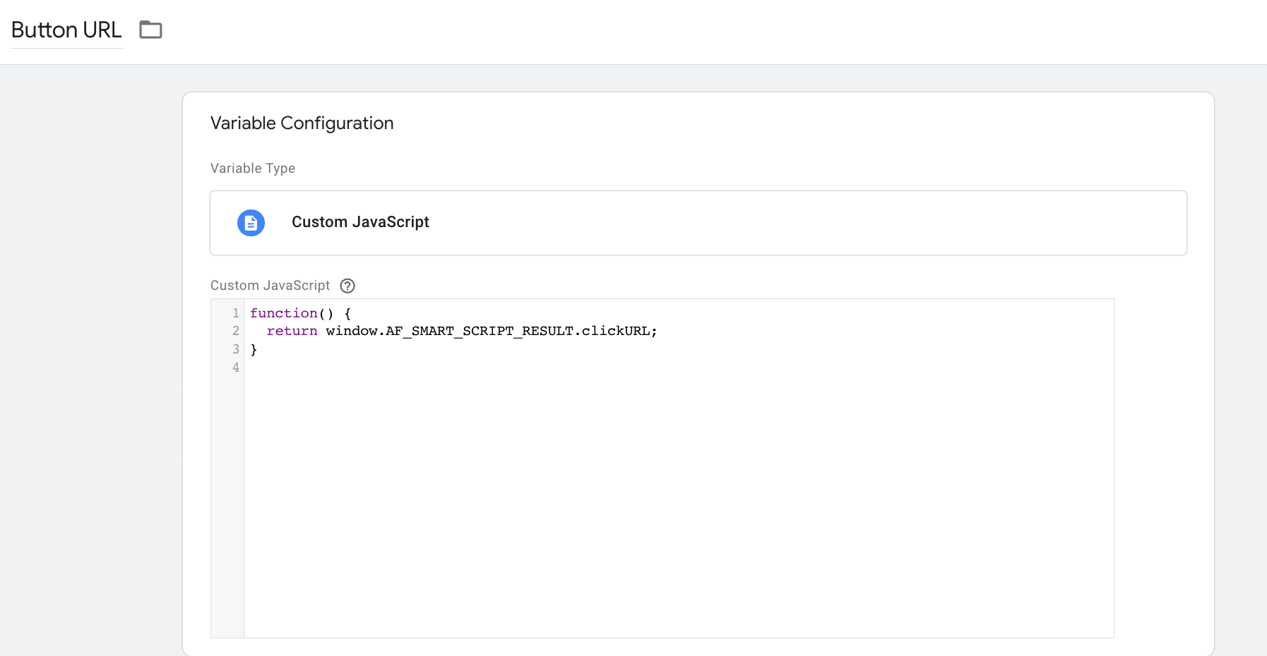 Created a variable from custom javascript that will return value from AF_SMART_SCRIPT_RESULT.