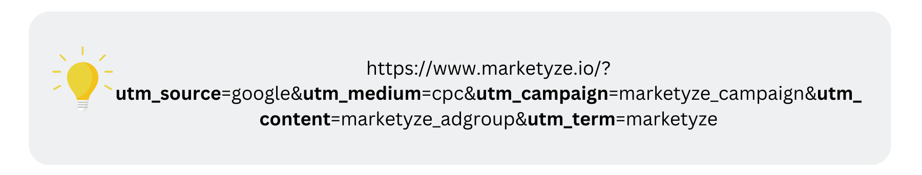 URL with UTM tracking example from Marketyze.